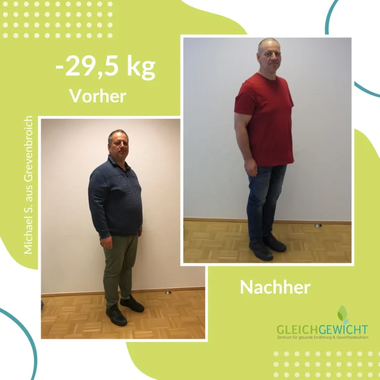Vorher-nachher Gewichtsverlust, -29,5 kg