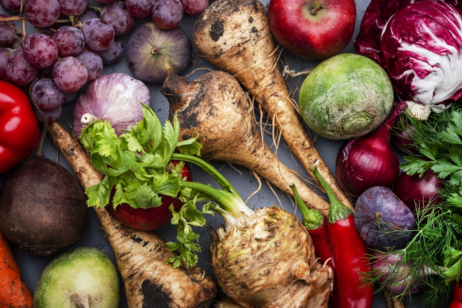 Frisches Gemüse und Obst in bunter Vielfalt